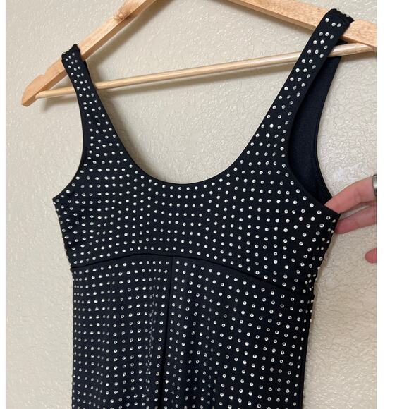 Yitty Black Catsuit Bedazzled Bodysuit Medium Full Length Onesie Rhinestone - Picture 7 of 9